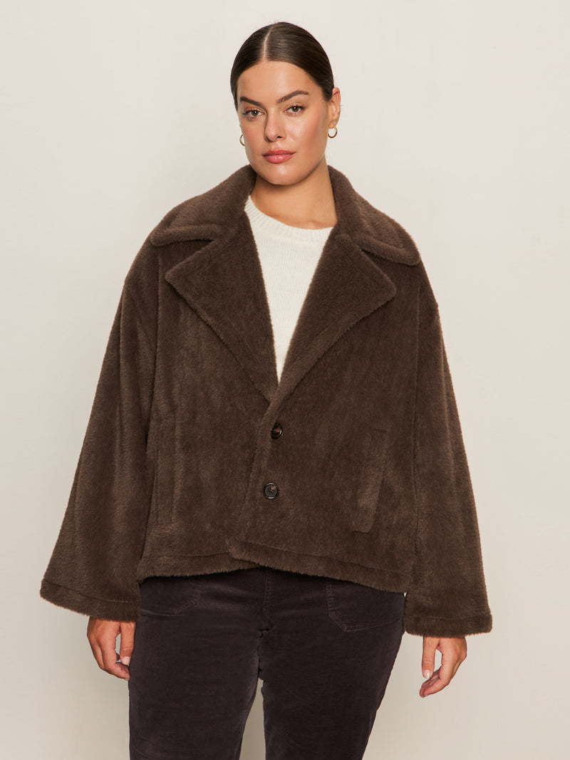 Colette Fur Jacket Choco Chip Extended Sizing alt 1