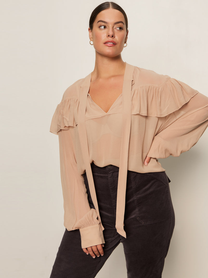 Fade Into You Ruffle Blouse Fawn alt 6
