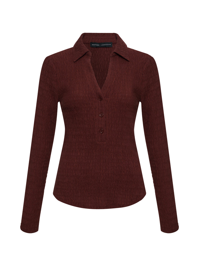 Long Sleeve Textured Top Chicory alt 6