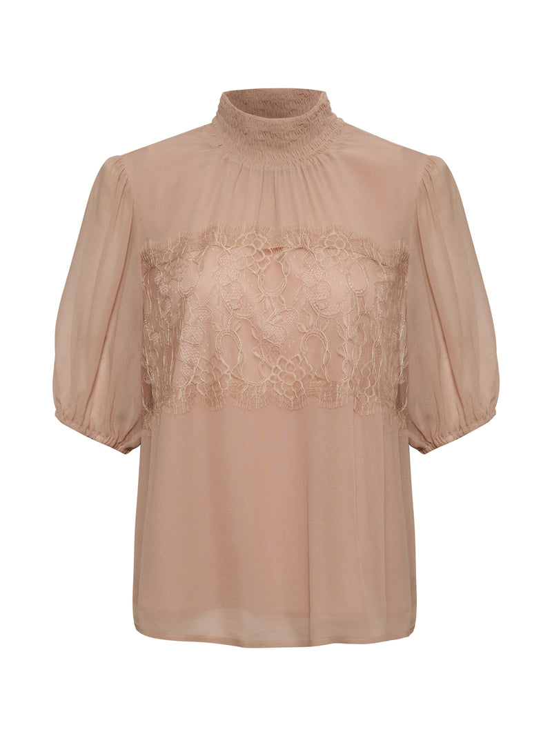 Sweet Romance Lace Top Fawn alt 5