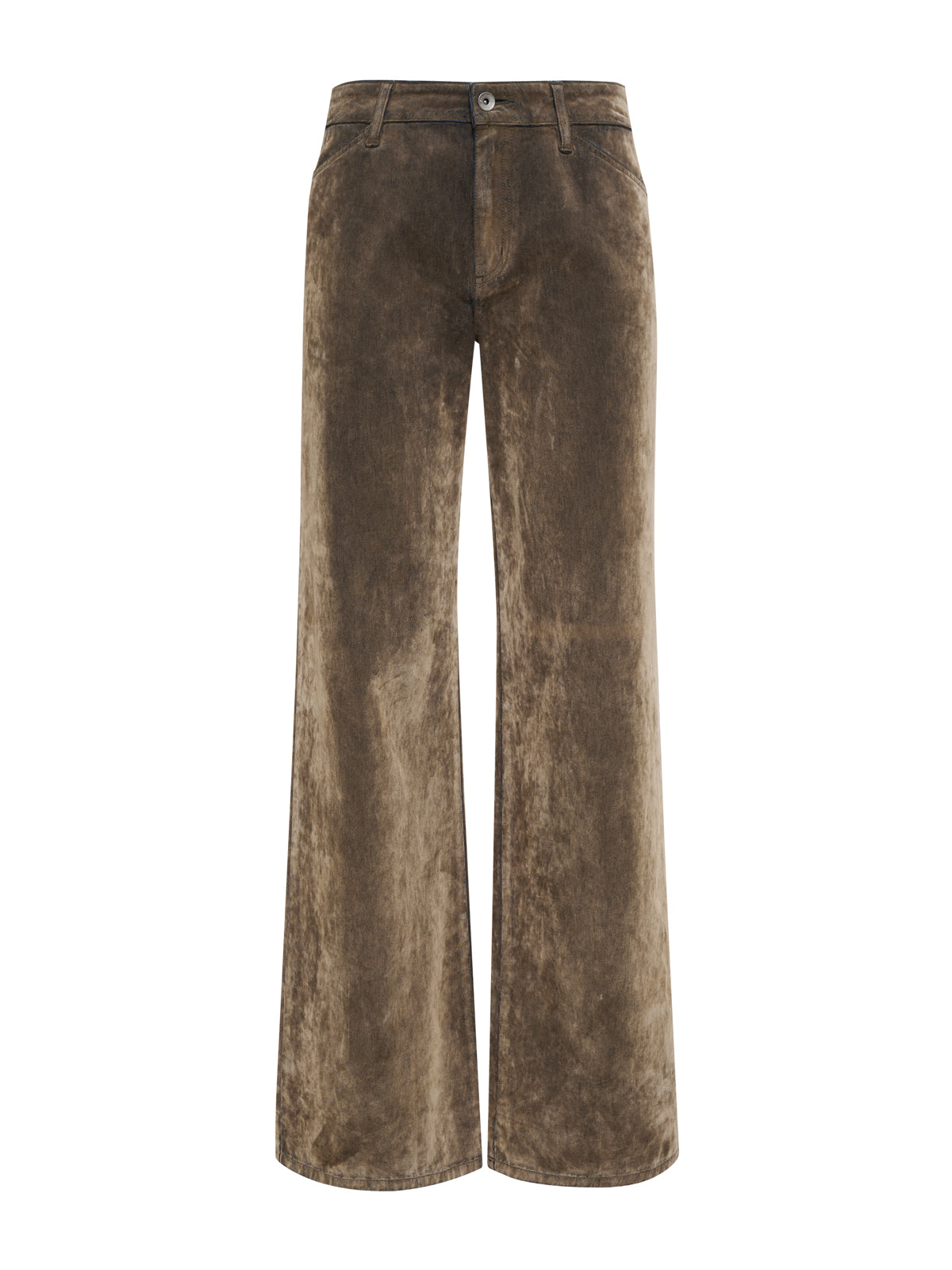 Sanctuary Clothing's Cadence Relaxed Straight Jean in Light Bronze features a high waist, button and zip closure, belt loops, and side pockets, shown on a plain white background.