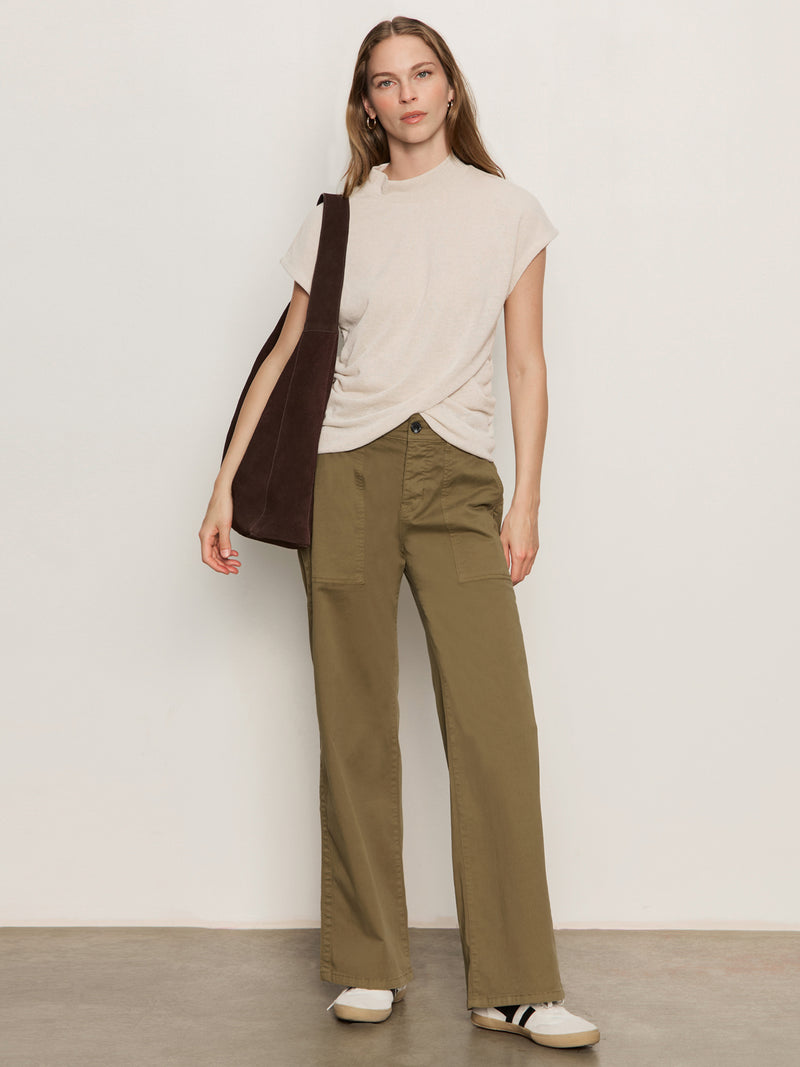 Draped Sleeveless Mock Neck Top Mother Of Pearl alt 6