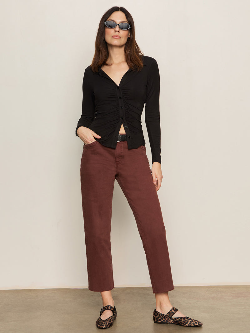 Dreamgirl Knit Button Up Top Black alt 4