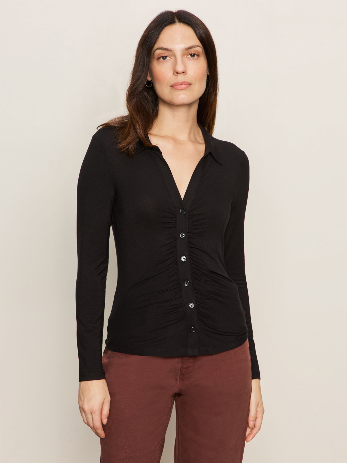 Dreamgirl Knit Button Up Top Black