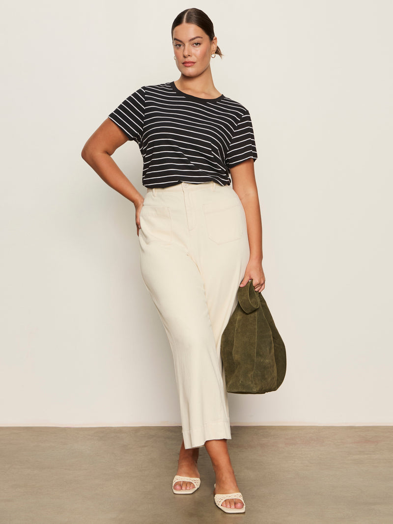 The Perfect Tee White/Black Stripe 5 Extended Sizing alt 5