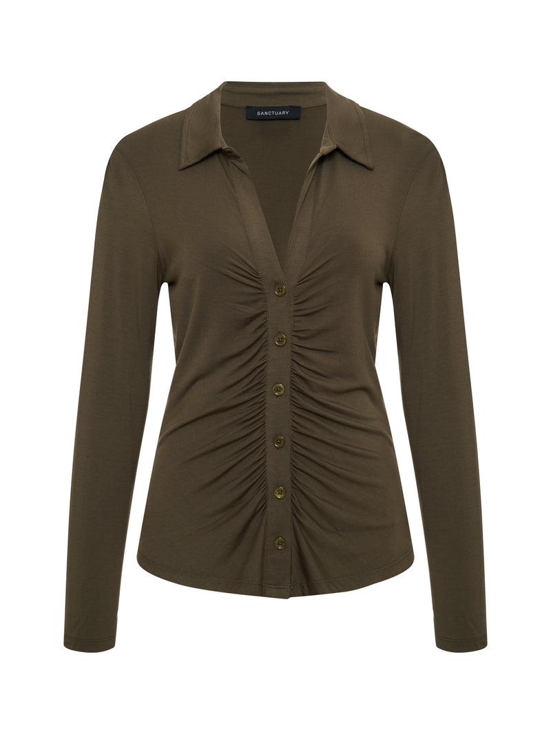Dreamgirl Button Up Top Kalamata alt 5