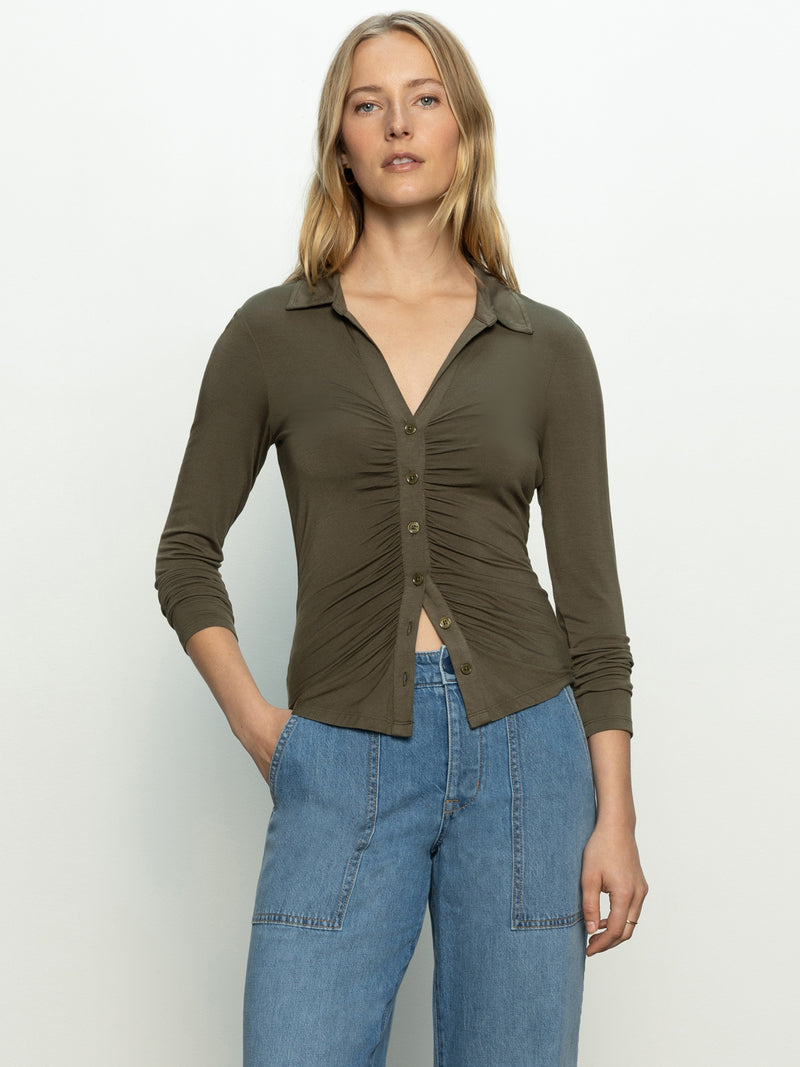 Dreamgirl Button Up Top Kalamata alt 1