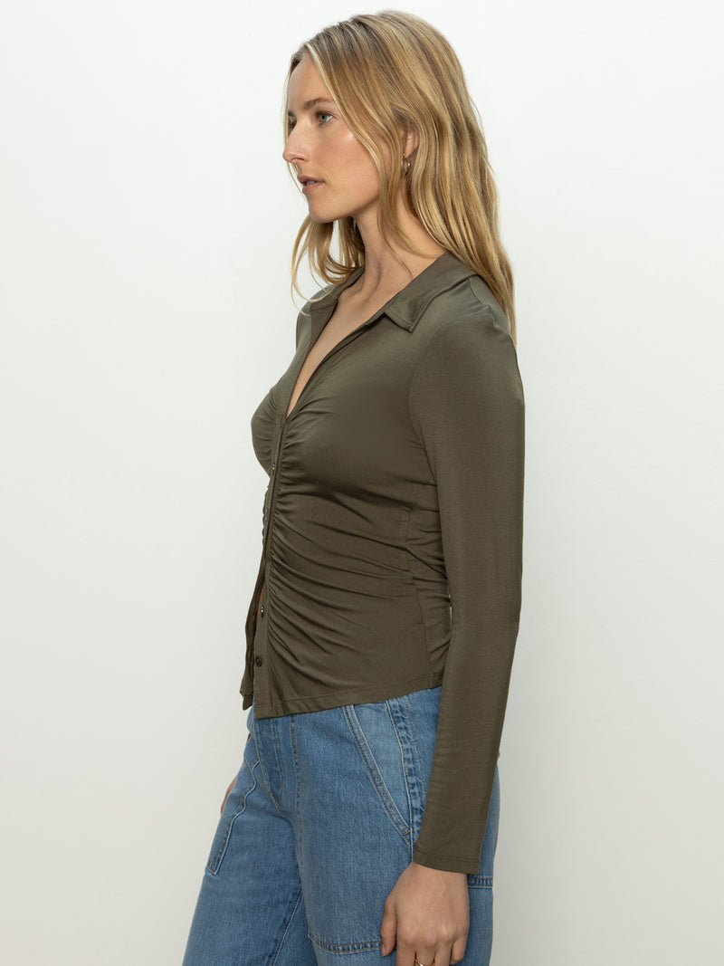 Dreamgirl Button Up Top Kalamata alt 2