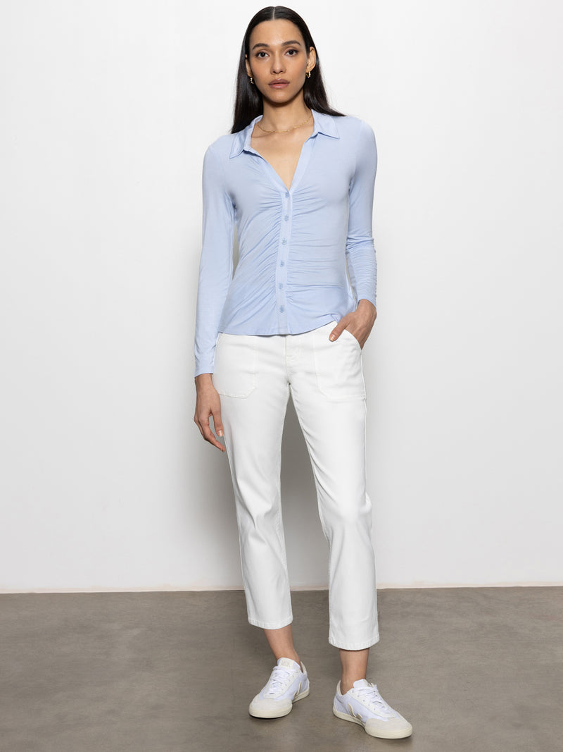 Dreamgirl Button Up Top Sky Blue alt 5