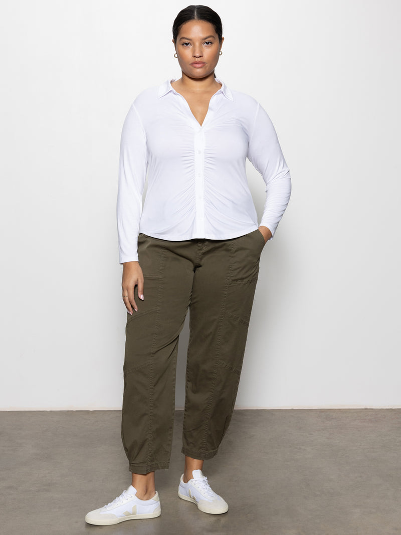 Dreamgirl Button Up Top White Extended Sizing alt 4
