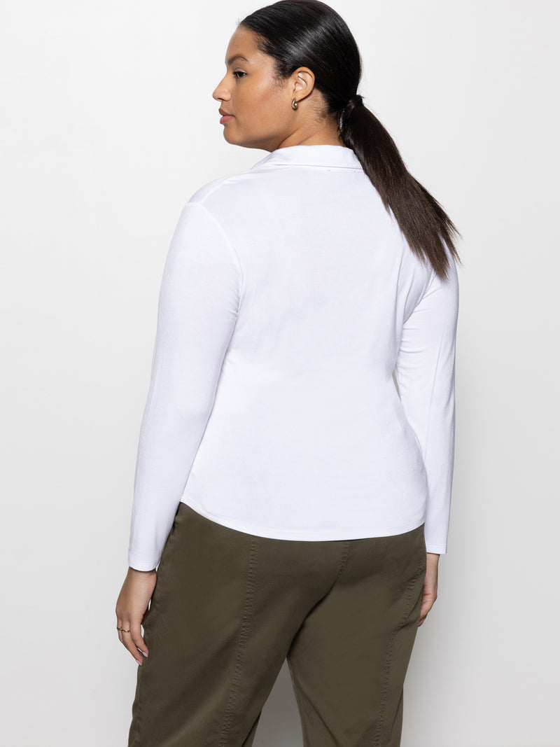 Dreamgirl Button Up Top White Extended Sizing alt 1