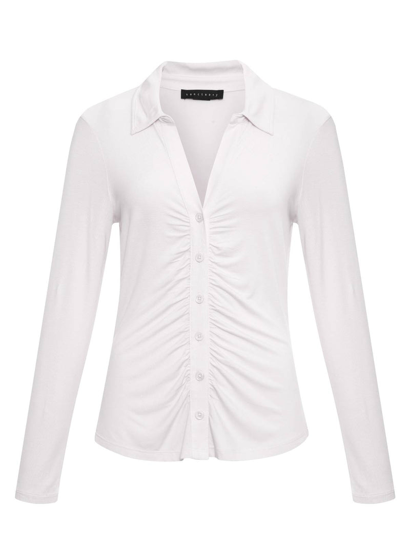 Dreamgirl Button Up Top White Extended Sizing alt 5