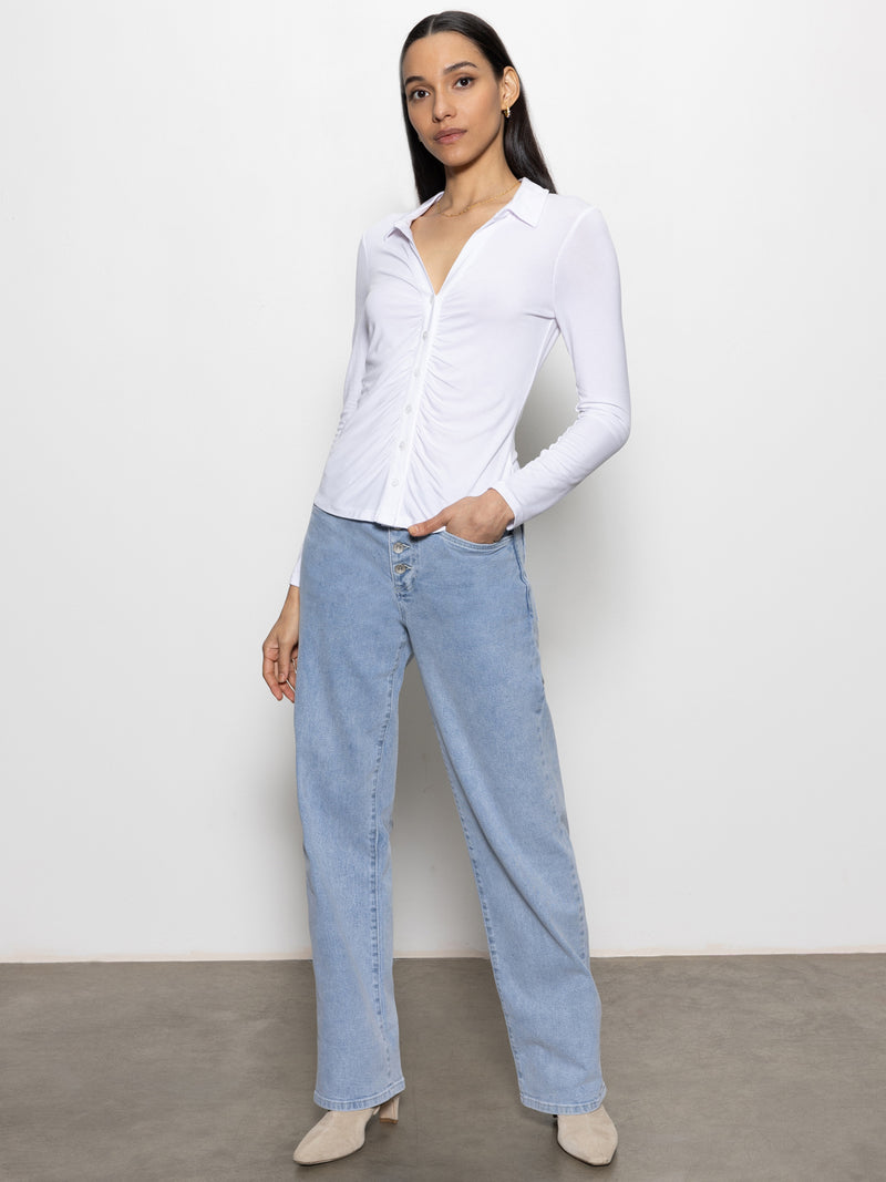 Dreamgirl Button Up Top White alt 4