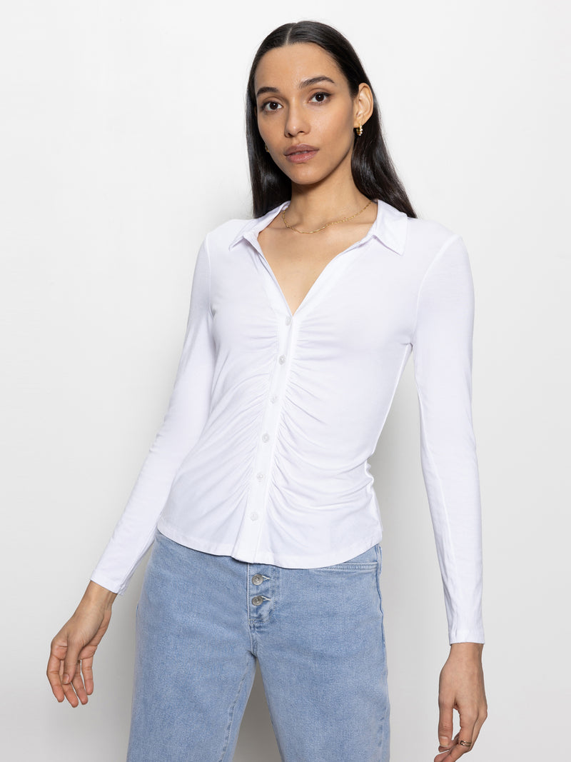 Dreamgirl Button Up Top White alt 1