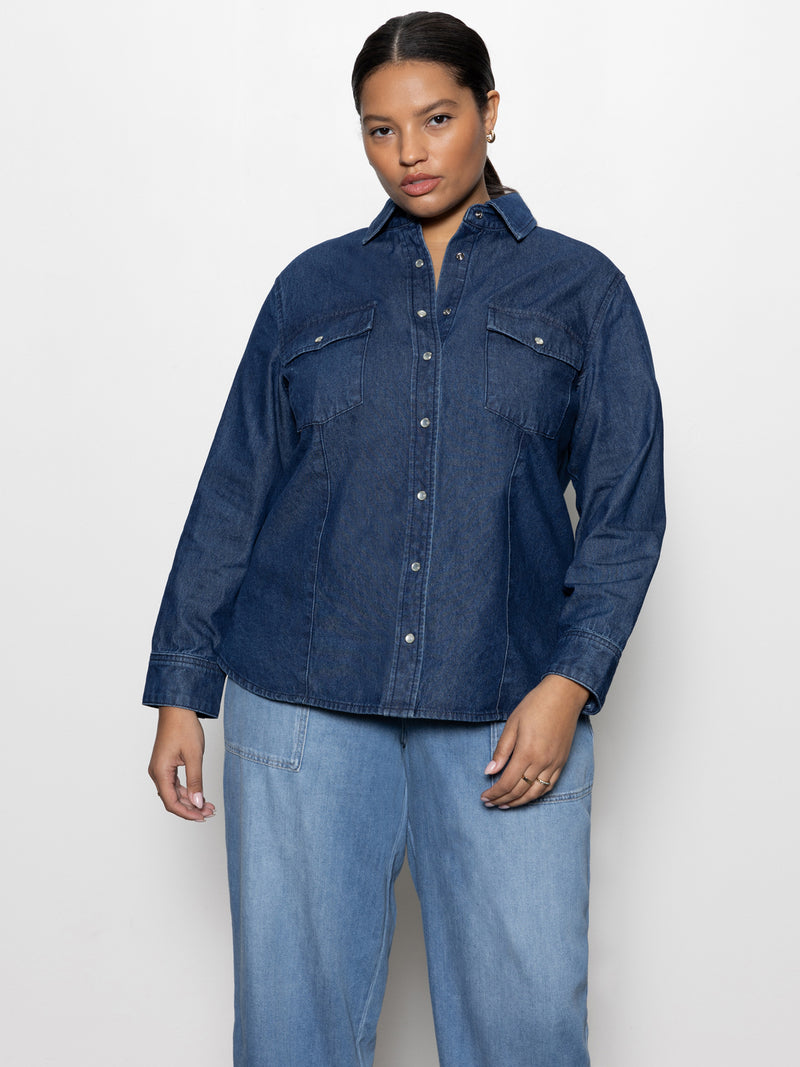 The Denim Western Shirt Blue Slate Extended Sizing alt 1