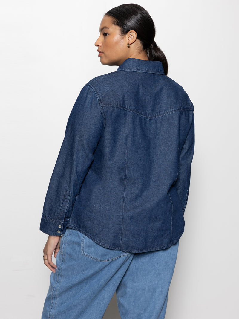 The Denim Western Shirt Blue Slate Extended Sizing alt 2