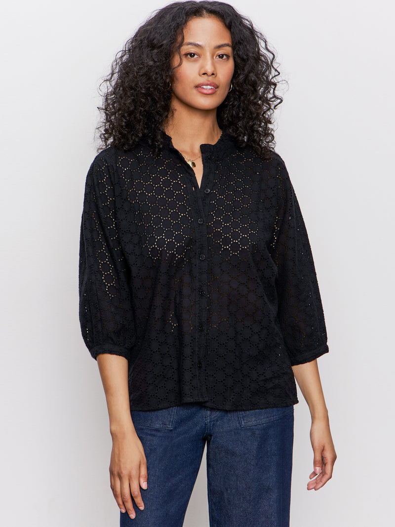 Petal Drop Blouse Black alt 1