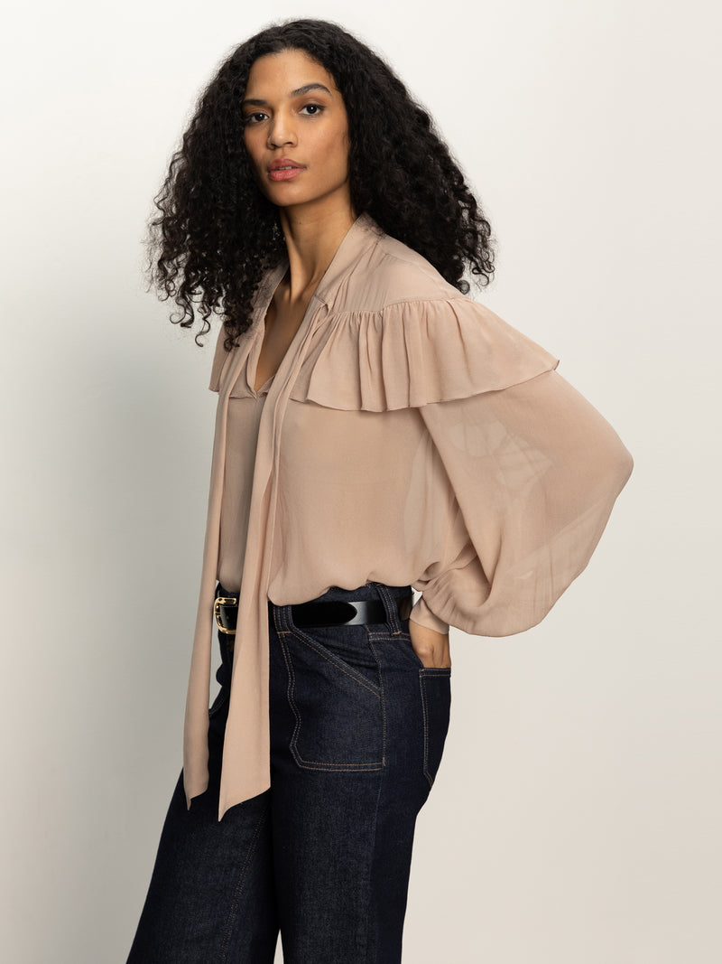 Fade Into You Ruffle Blouse Fawn alt 2