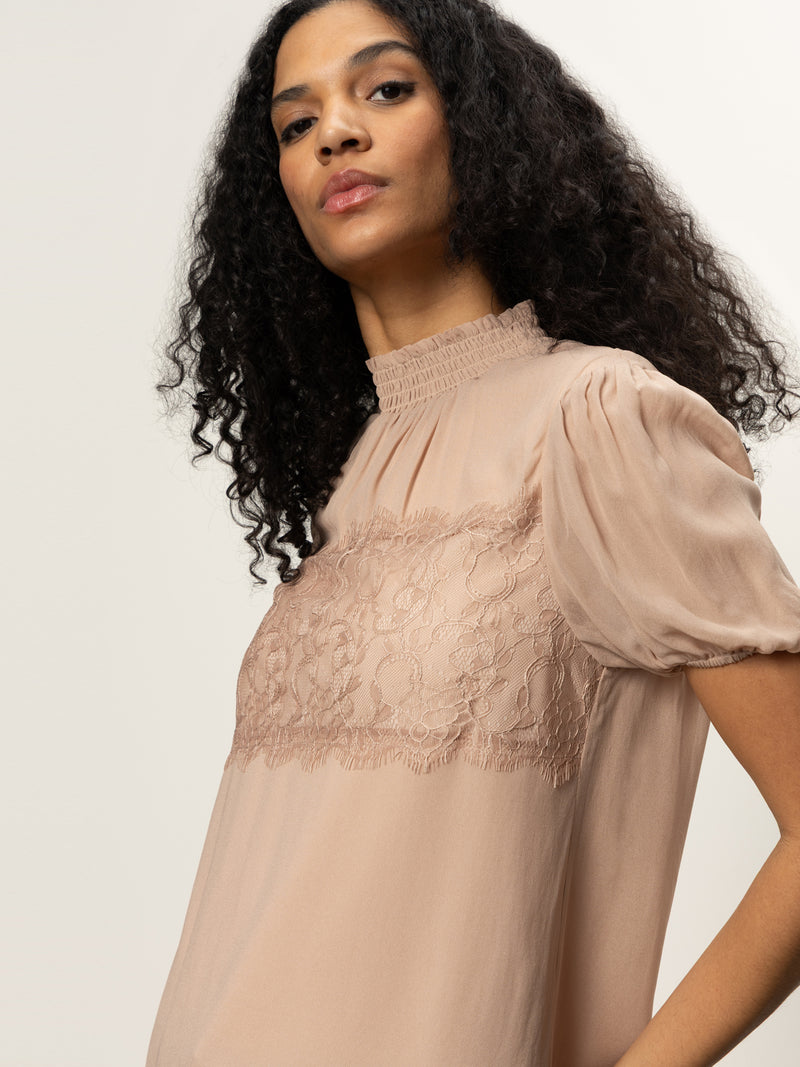Sweet Romance Lace Top Fawn