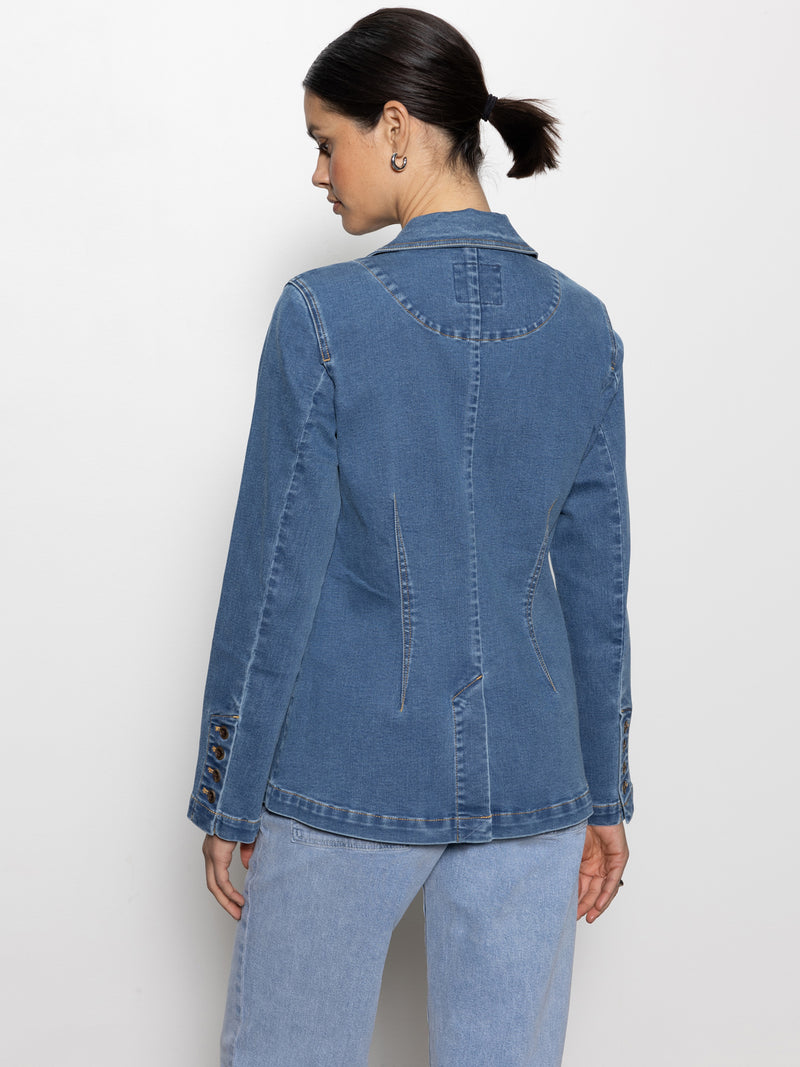 Sculpted Denim Blazer Best In Show alt 3