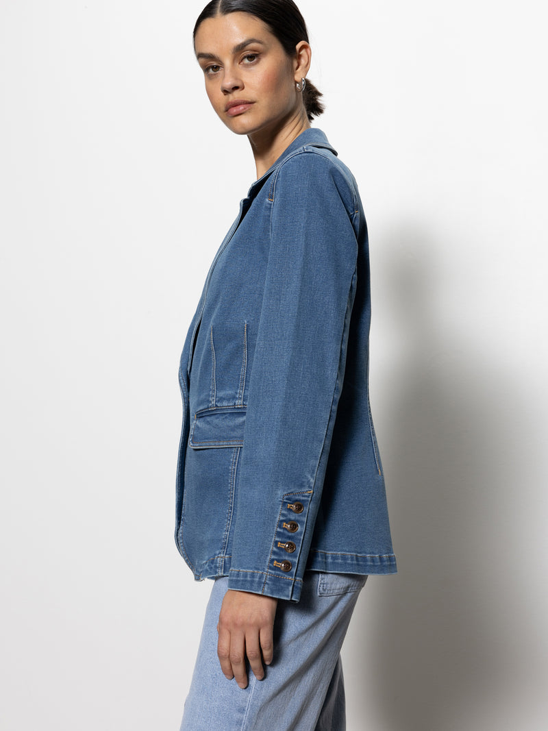 Sculpted Denim Blazer Best In Show alt 4