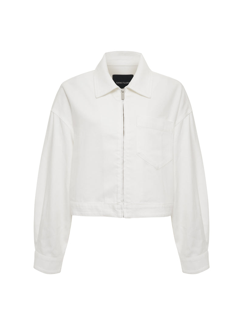 Cropped Paper Boy Jacket Bleached White alt 5
