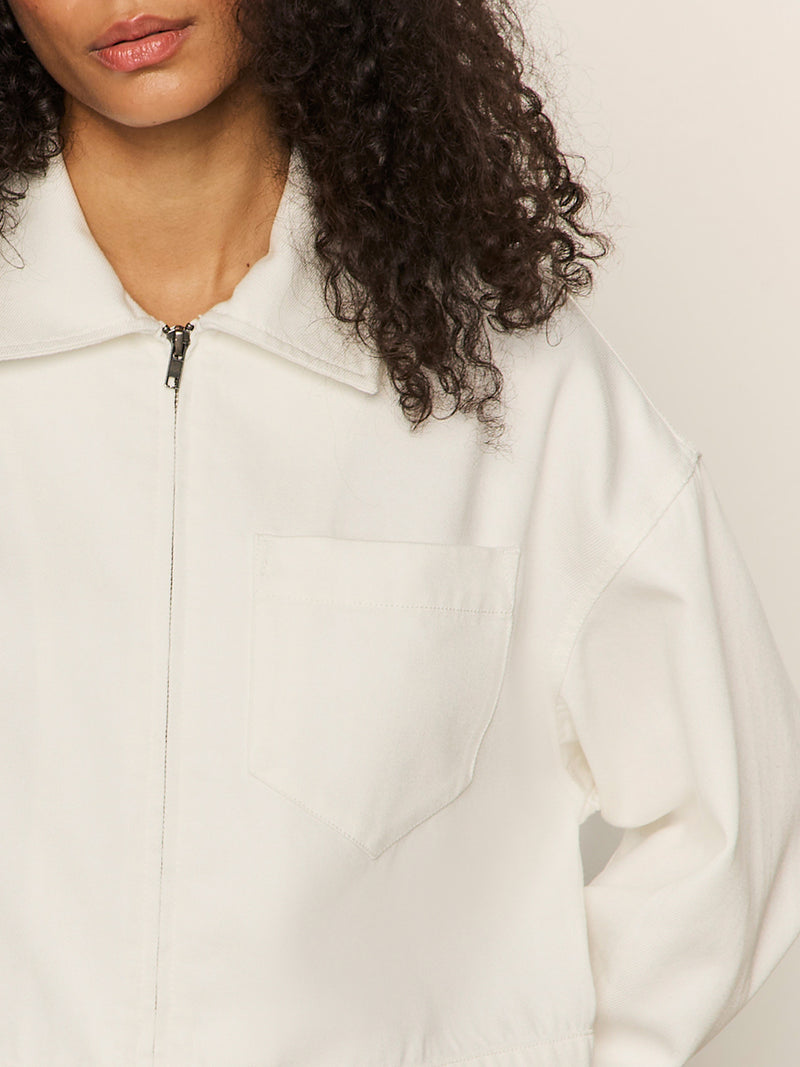 Cropped Paper Boy Jacket Bleached White alt 2