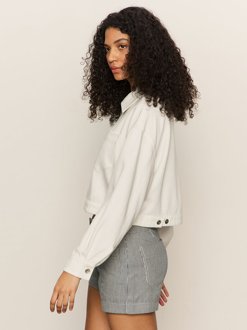 Cropped Paper Boy Jacket Bleached White alt 3