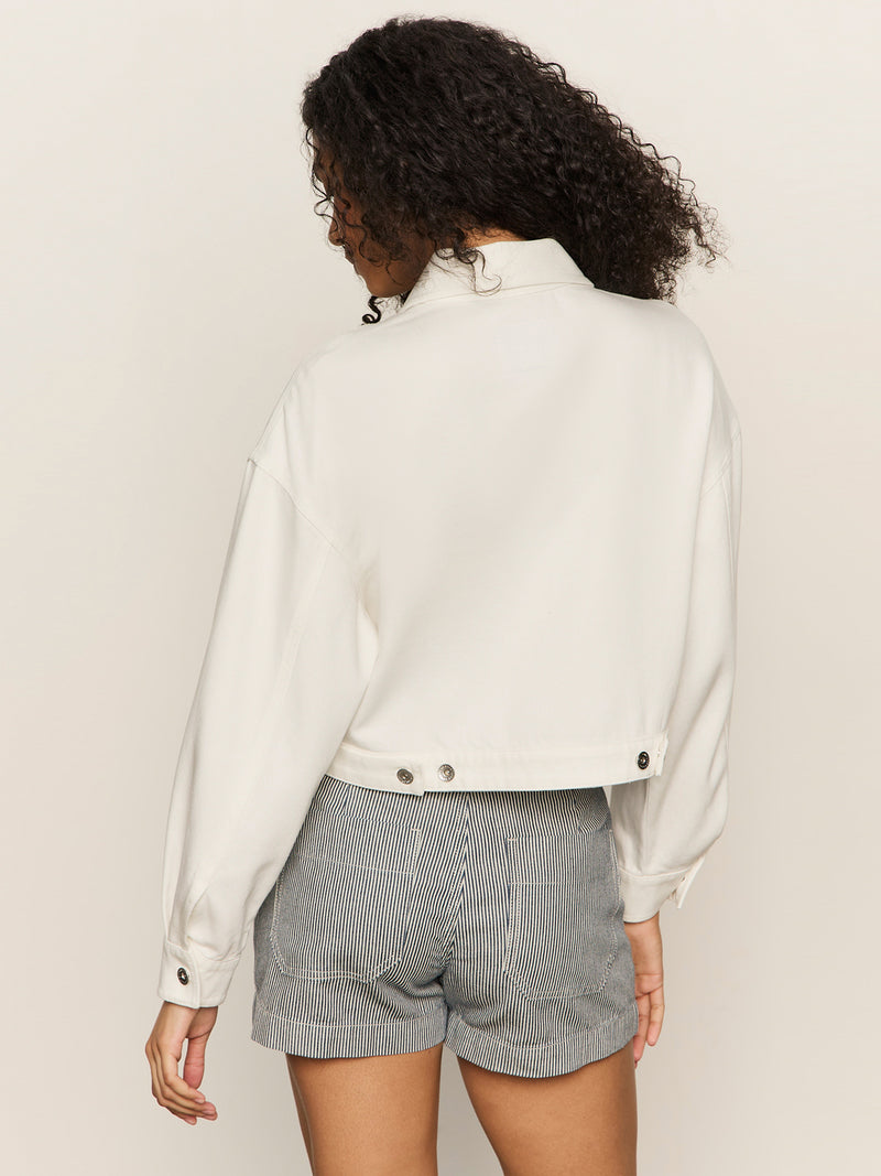Cropped Paper Boy Jacket Bleached White alt 1