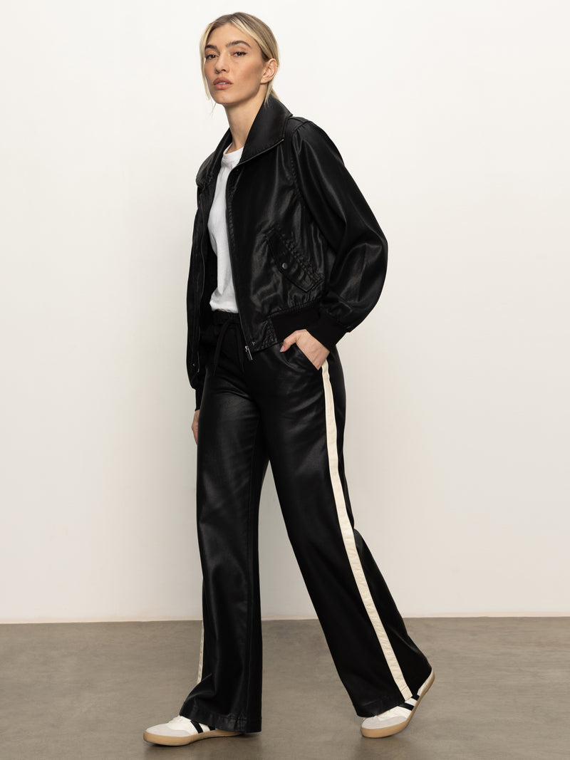 Coated Twill Bomber Jacket Black alt 5