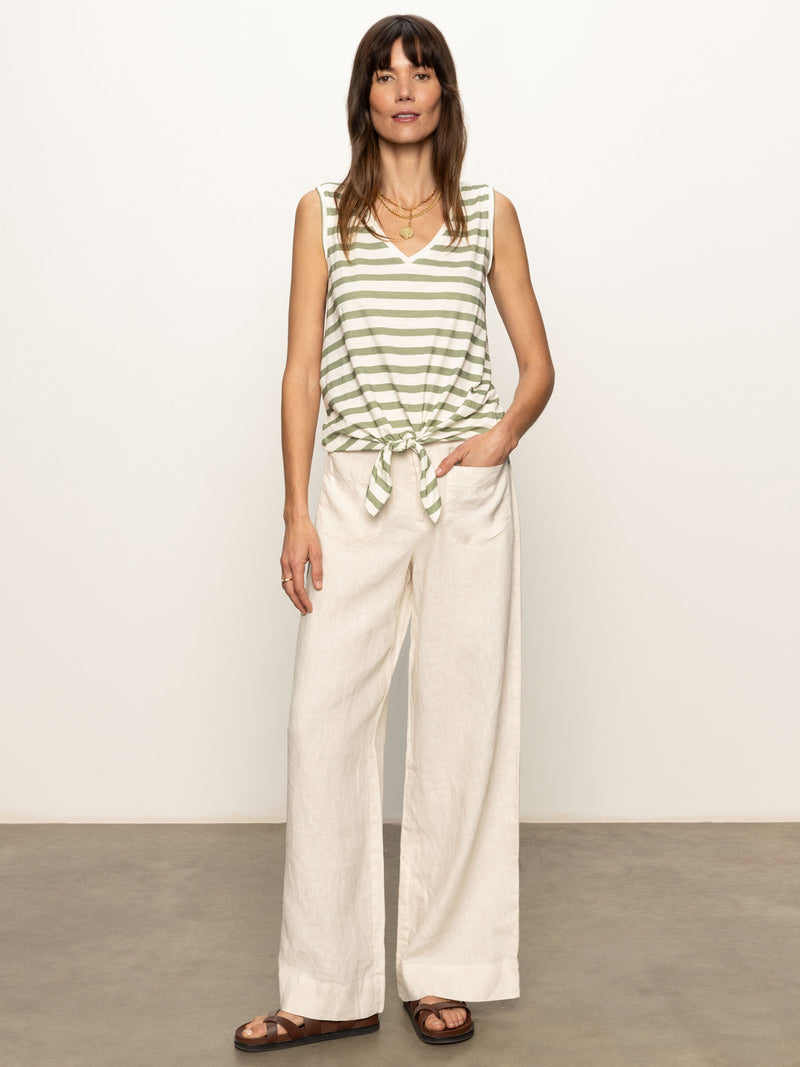 The Linen Marine Wide Leg Semi-High Rise Pant Birch alt 5