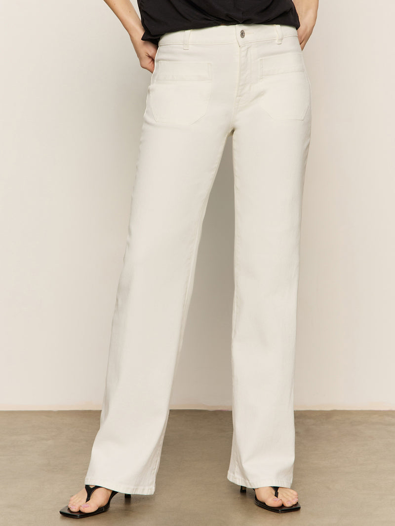 Marine Full Length Semi High Rise Jeans Bleached White