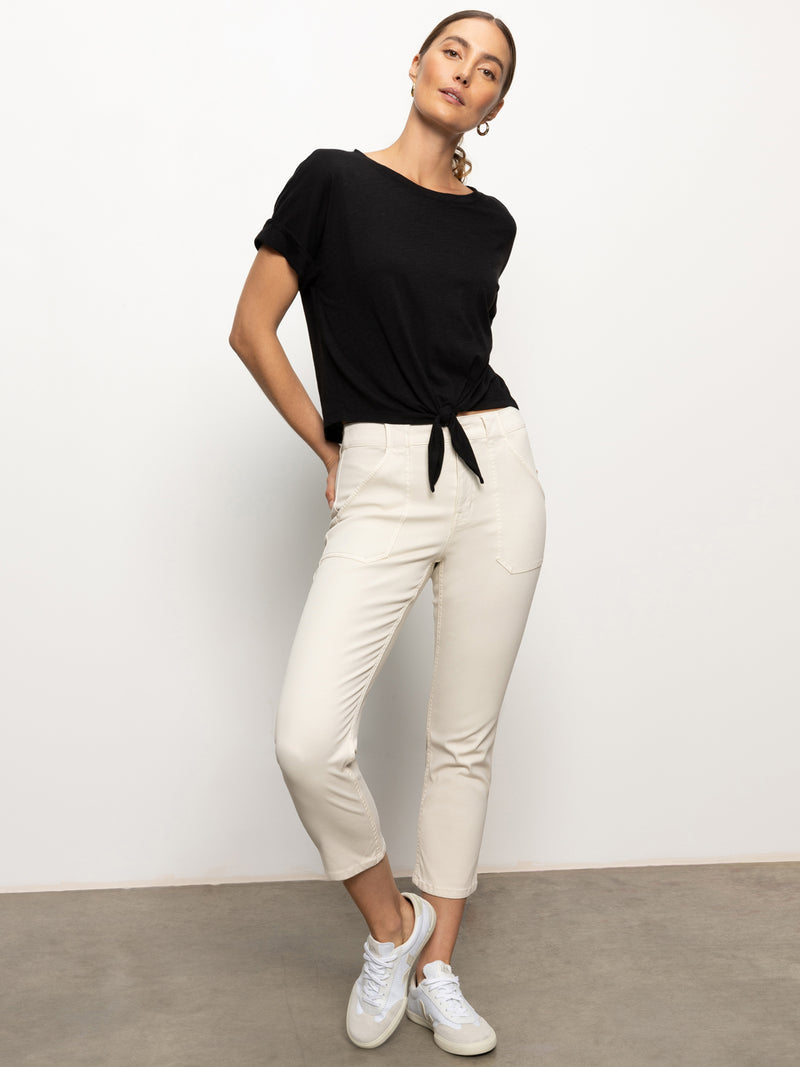 Sculpted Hayden Standard Rise Straight Crop Pants Light Oat alt 3