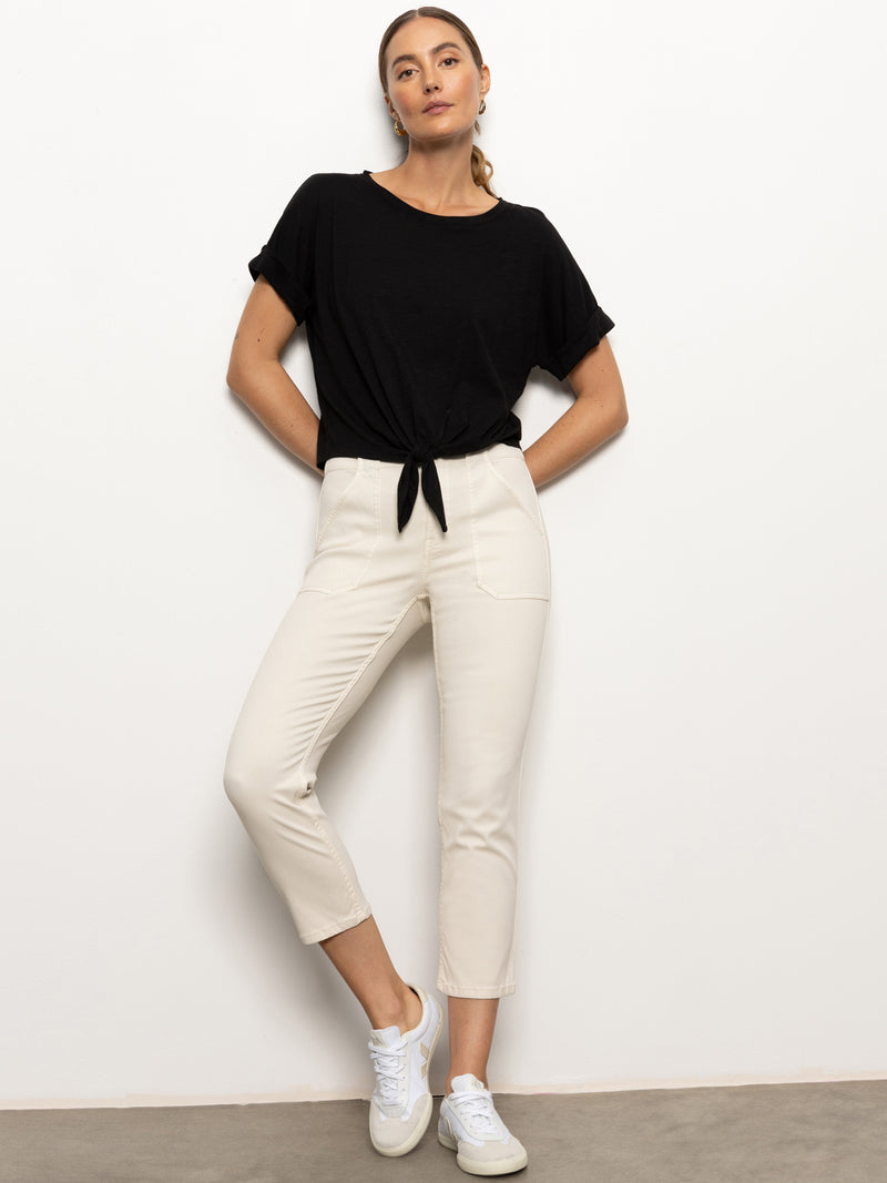 Sculpted Hayden Standard Rise Straight Crop Pants Light Oat alt 2