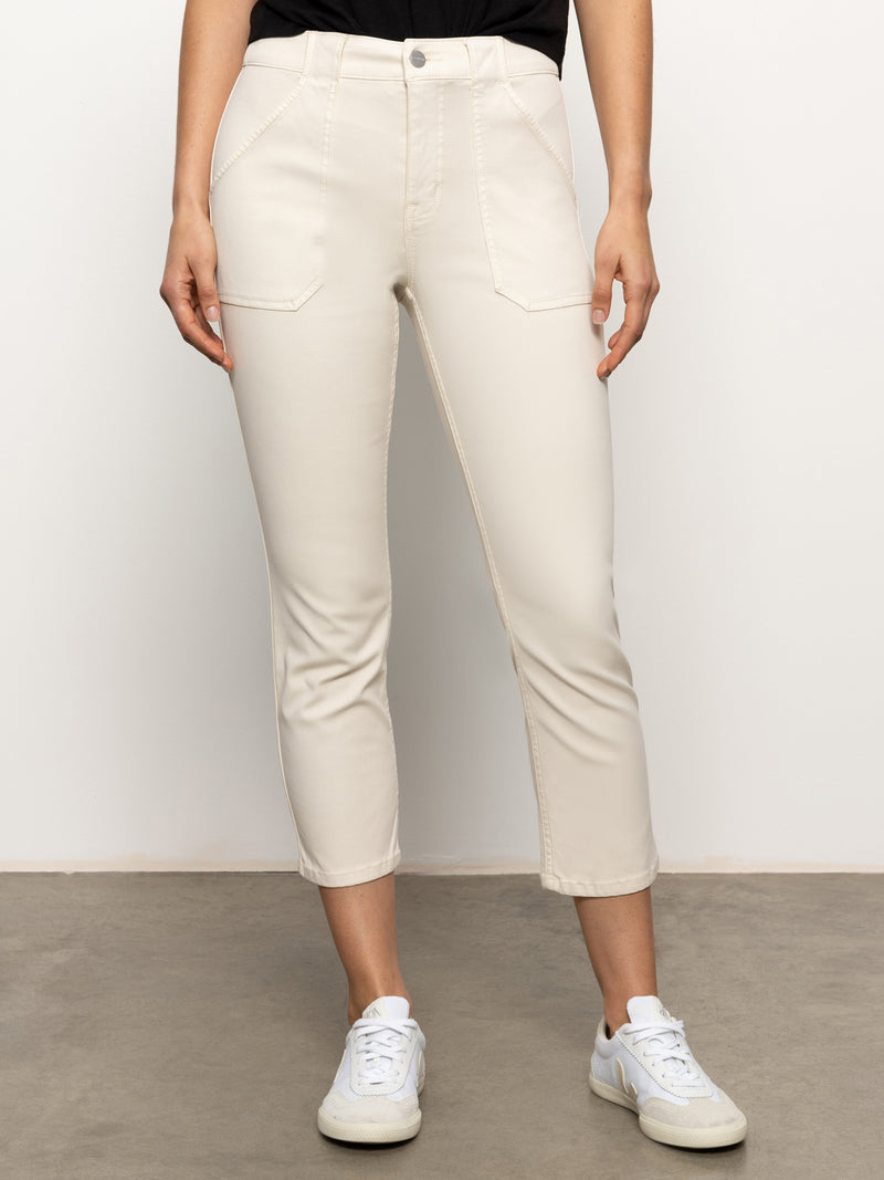 Sculpted Hayden Standard Rise Straight Crop Pants Light Oat