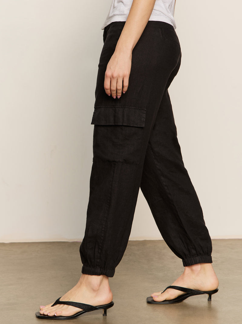 Take Over Linen Jogger Standard Rise Pant Black alt 2