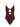 The Stay Connected Open Front Mio Swimsuit by Sanctuary Clothing in espresso features thin shoulder straps and adjustable circular cutouts on the front, linked by decorative rings for a stylish, modern beachwear look.