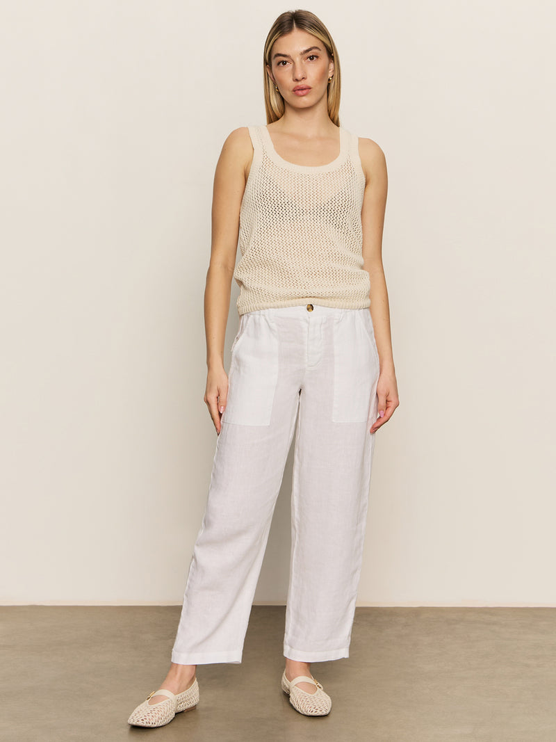 Relaxed Linen Cruiser Semi High Rise Pant Bleached White alt 4