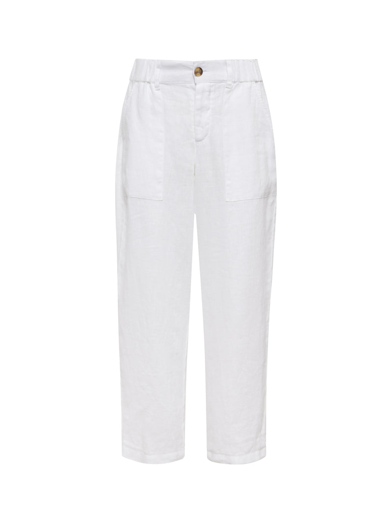 Relaxed Linen Cruiser Semi High Rise Pant Bleached White alt 5