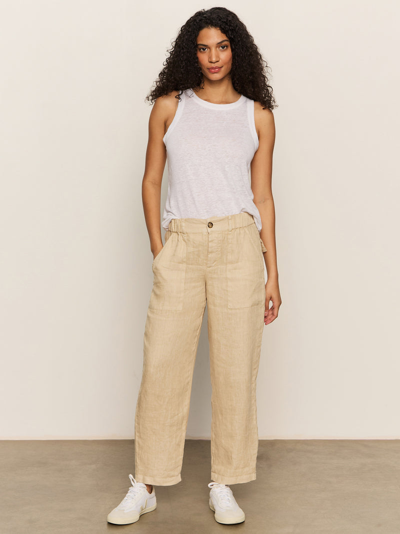 Relaxed Linen Cruiser Semi High Rise Pant Sandstone alt 4