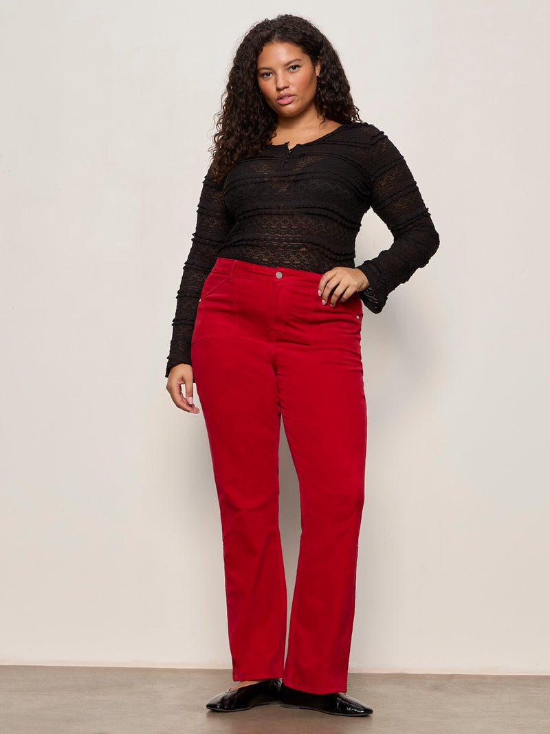 Velveteen Brook Bootcut Pant Cherry Lacquer Extended Sizing alt 3