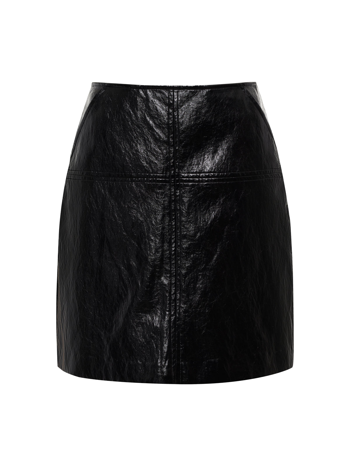 The Sanctuary Clothing broadway leather skirt in black features visible seam detailing and is displayed against a plain white background.