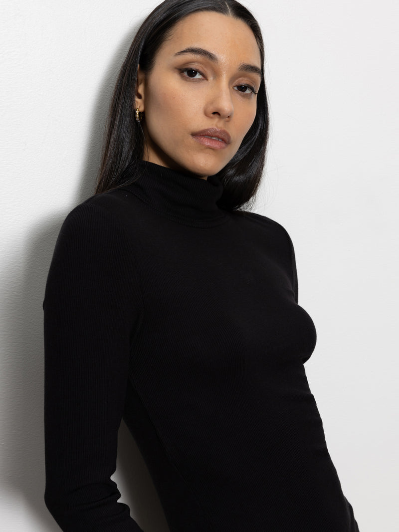 Essential Turtleneck Top Black alt 2