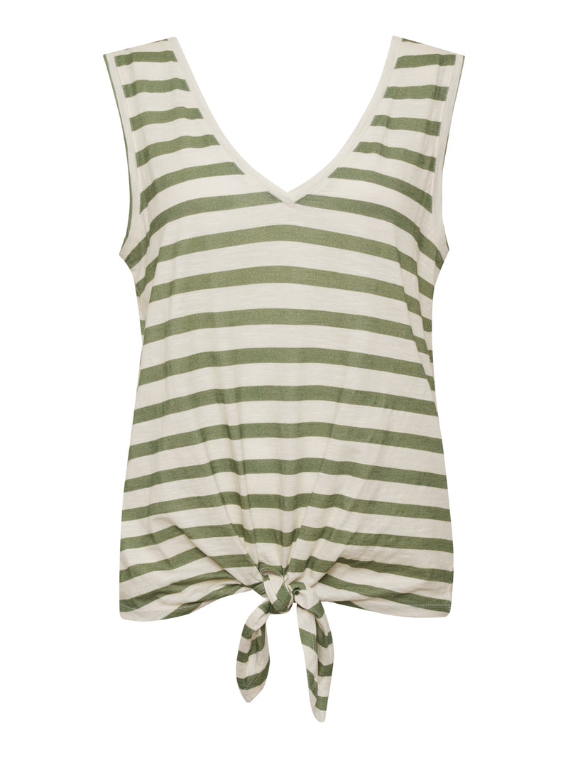 V-Neck Tie Tank Sage Muslin Stripe alt 5