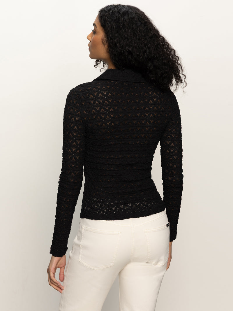 Dreamgirl Lace Button Up Top Black alt 3