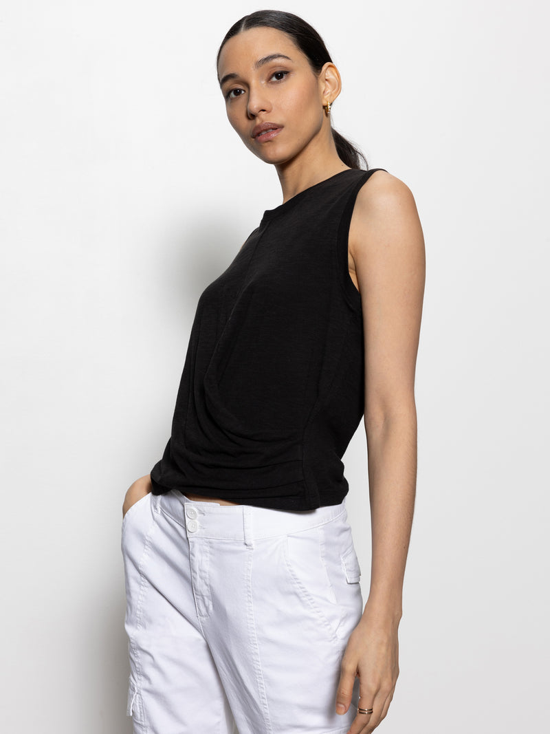 Draped Tank Black alt 2