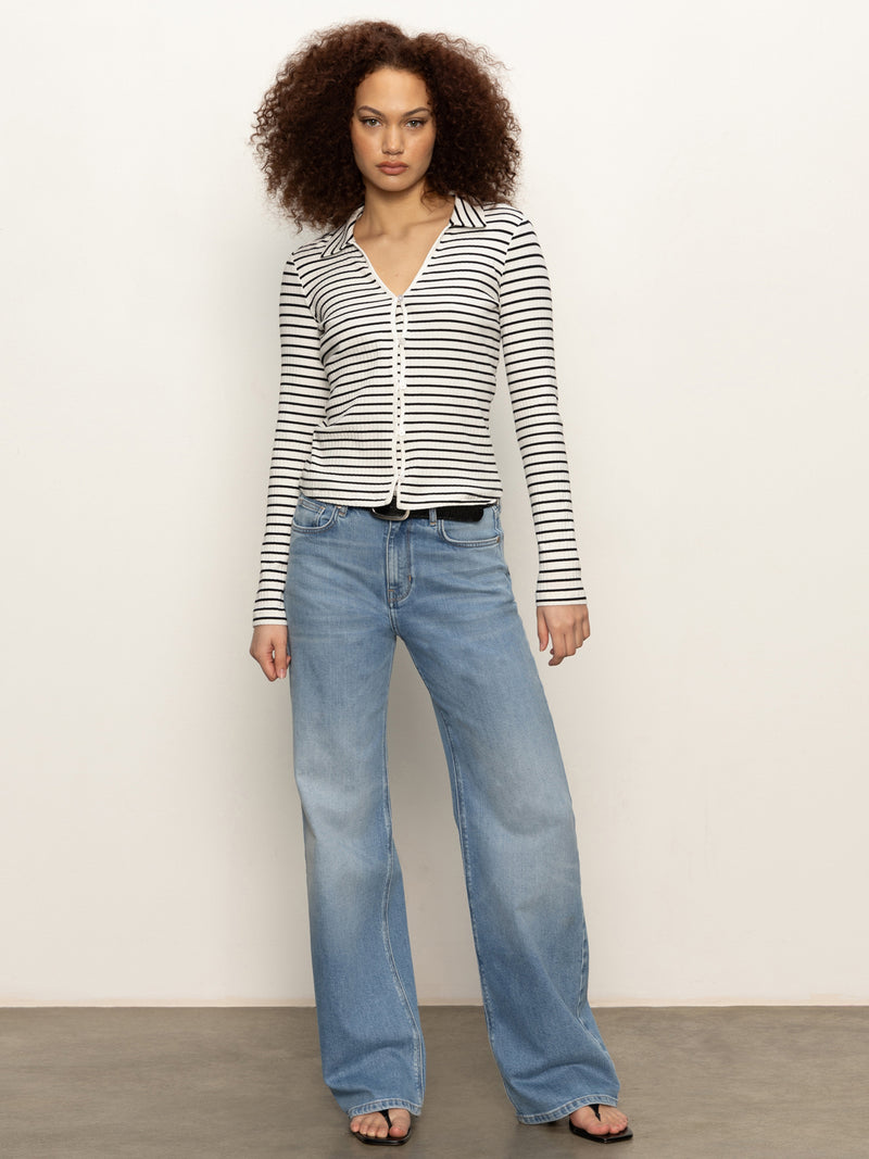 Daydreamer Knit Shirt Chalk / Black Stripe alt 4