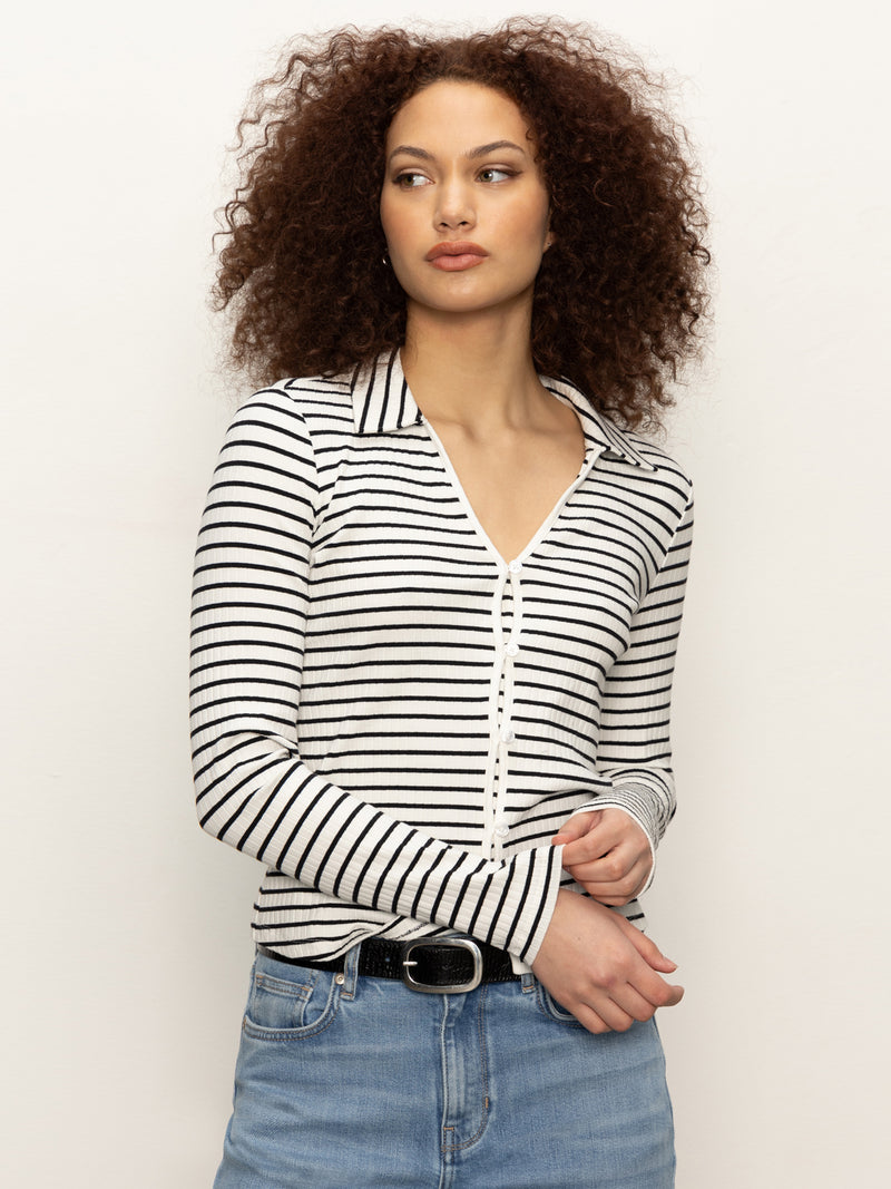 Daydreamer Knit Shirt Chalk / Black Stripe alt 1