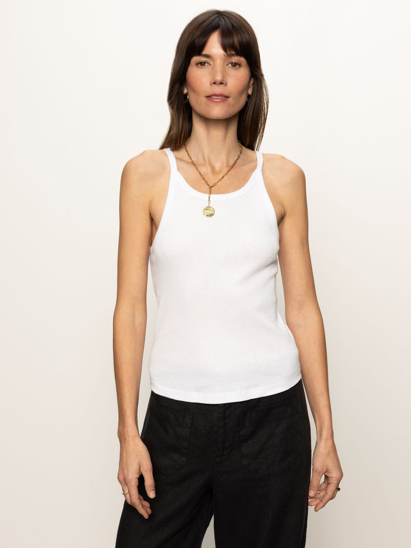 Ribbed Racer Tank White alt 3