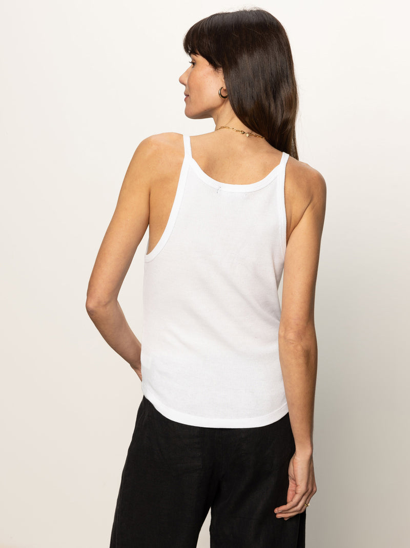 Ribbed Racer Tank White alt 1